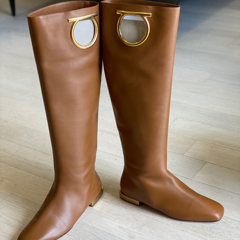 Salvatore Ferragamo “Avio” Leather Tall Boots